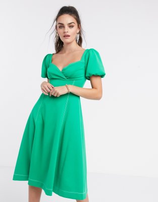 green formal midi dress