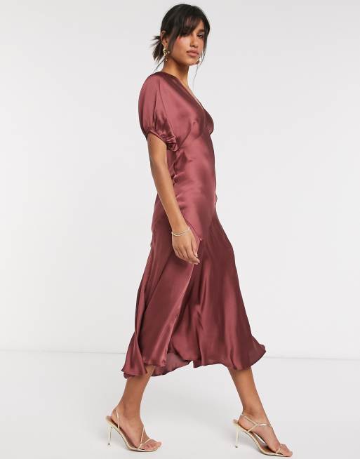 Silk puff shop sleeve dress