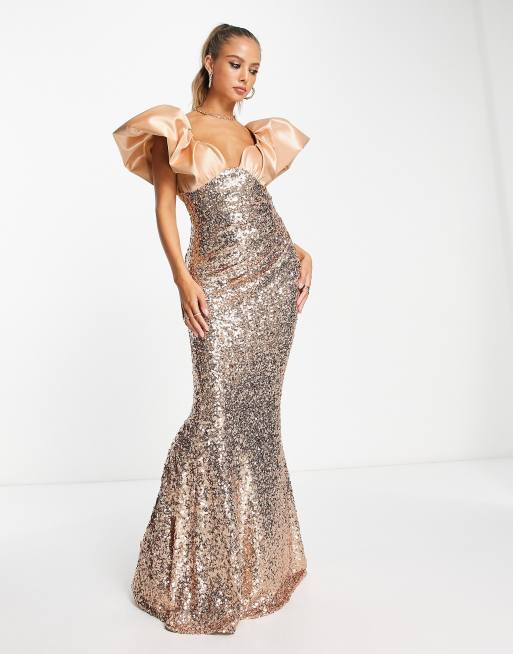 Rose gold outlet sequin evening dress