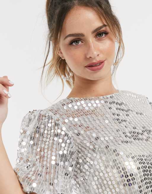 puff sleeve sequin