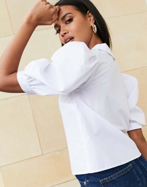 Collared puff sleeve online blouse