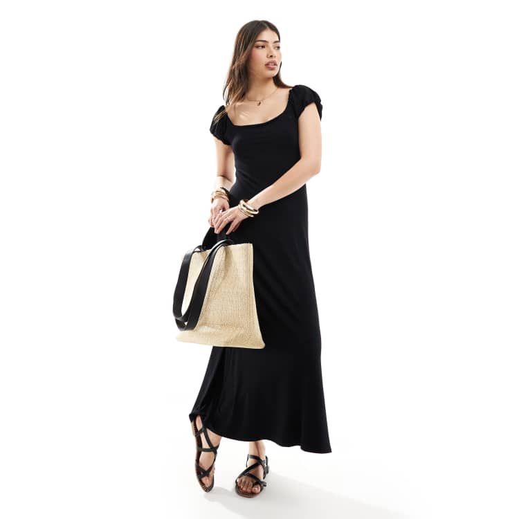blue floral dress puff sleeve V-NECK MAXI Bridal Shapewear For Your audrey hepburn black dress costume the Astr The Label Size:36R/30W