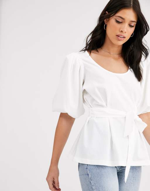 ASOS DESIGN puff sleeve top in textured fabric | ASOS