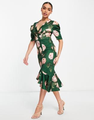 fall floral midi dress