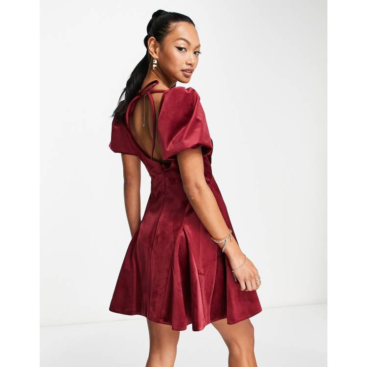 Burgundy short 2024 sleeve dress