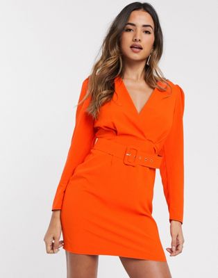 orange wrap around dress