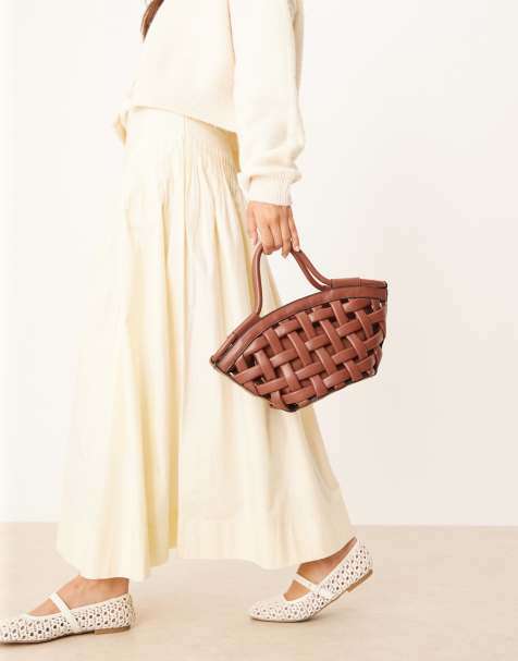 ASOS DESIGN puff weave tote bag in chocolate - view 1