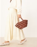 [ASOS DESIGN] ASOS DESIGN puff weave tote bag in chocolate-Brown No Size BROWN