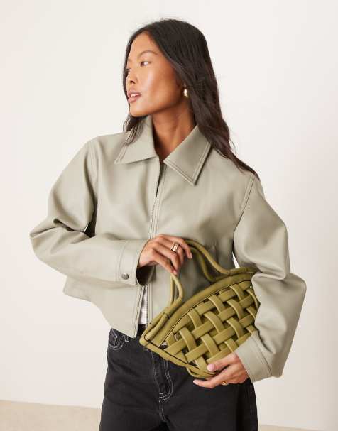 ASOS DESIGN puff weave tote bag in green - view 1