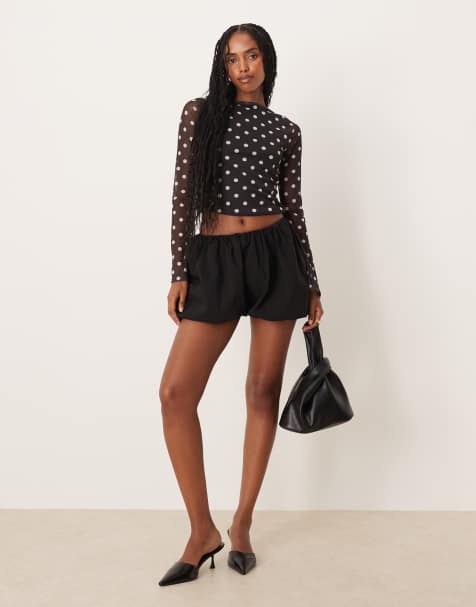 ASOS DESIGN puffball micro shorts in black - view 1
