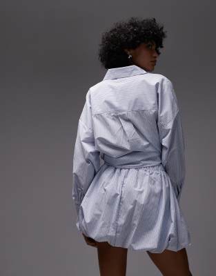 ASOS DESIGN puffball mini skirt in blue stripe