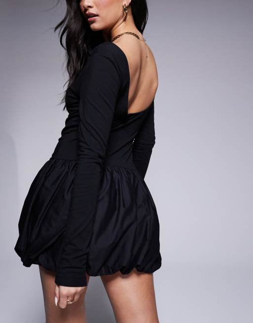 knee length dresses for ladies The Linen Oversized Puff-Sleeve Dress