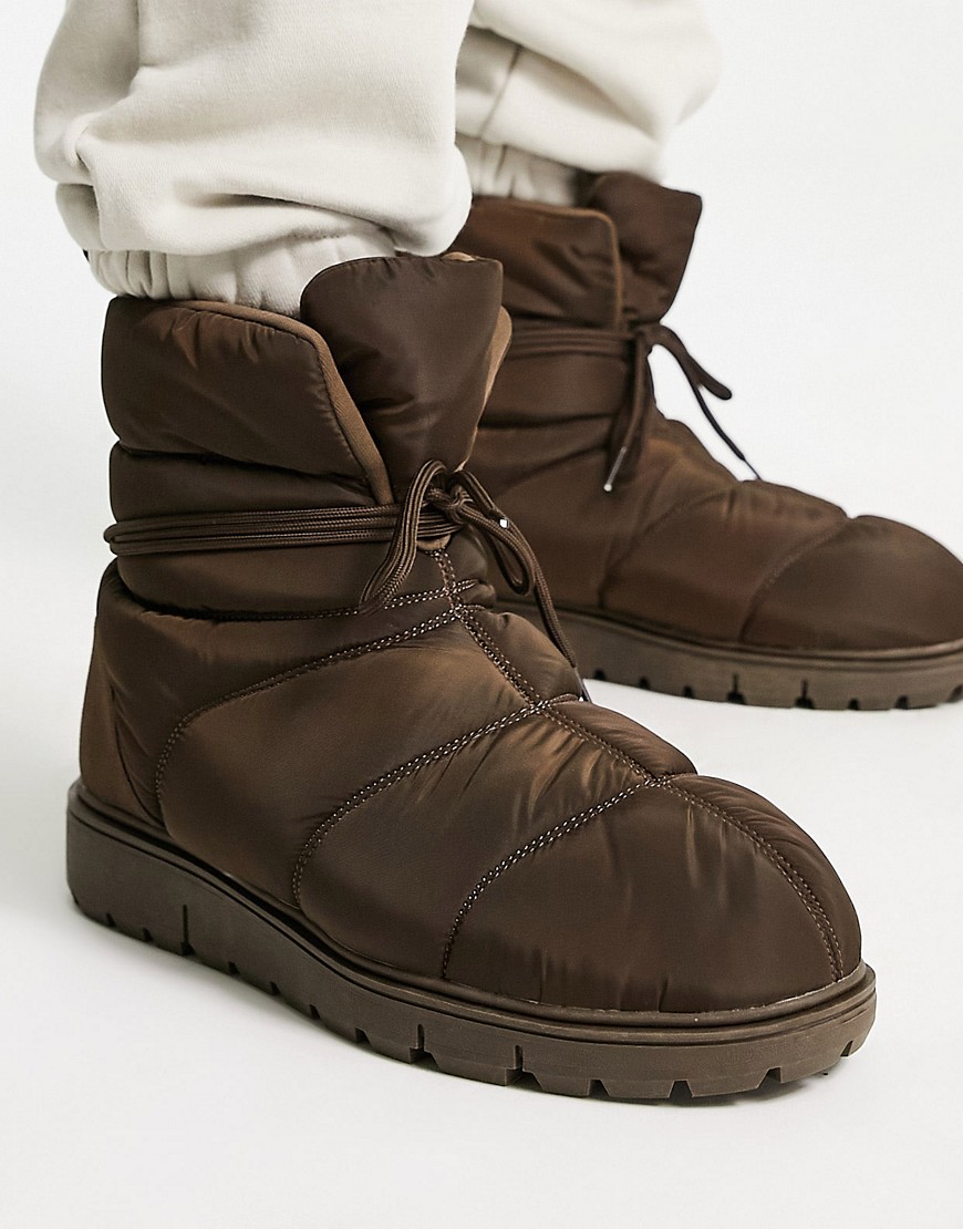 puffer ankle boots in brown-Neutral