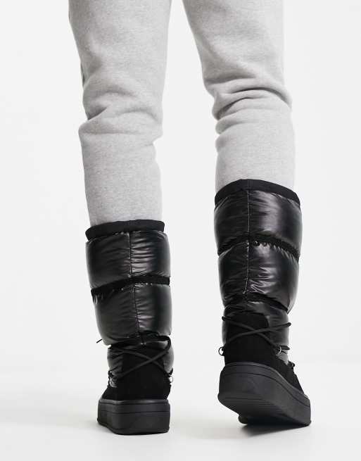 ASOS DESIGN puffer chelsea boot in black nylon