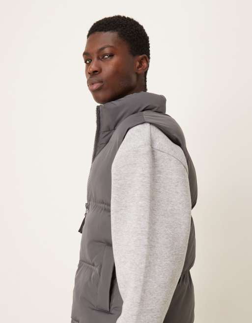 ASOS DESIGN puffer gilet in grey, 4 of 5
