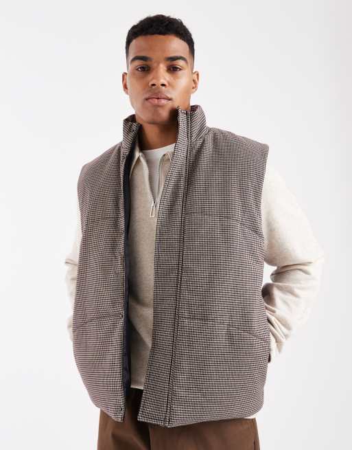 ASOS DESIGN puffer gilet in heritage check