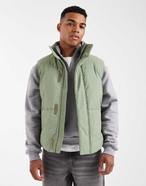 ASOS DESIGN puffer gilet in sage green - view 1