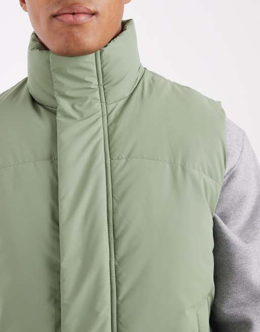 ASOS DESIGN puffer gilet in sage green, 4 of 5