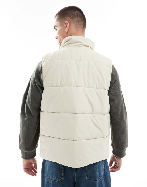 ASOS DESIGN puffer gilet in stone, 3 of 4