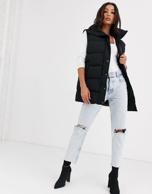 ASOS DESIGN puffer gilet jacket in black BLACK