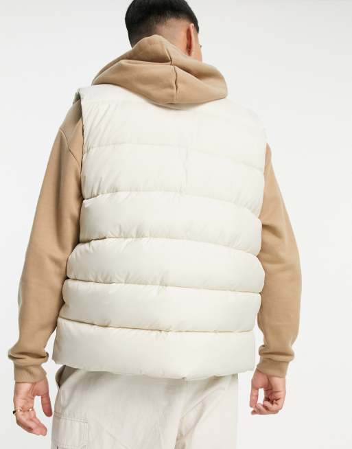 ASOS DESIGN puffer gilet with contrast lining in ecru