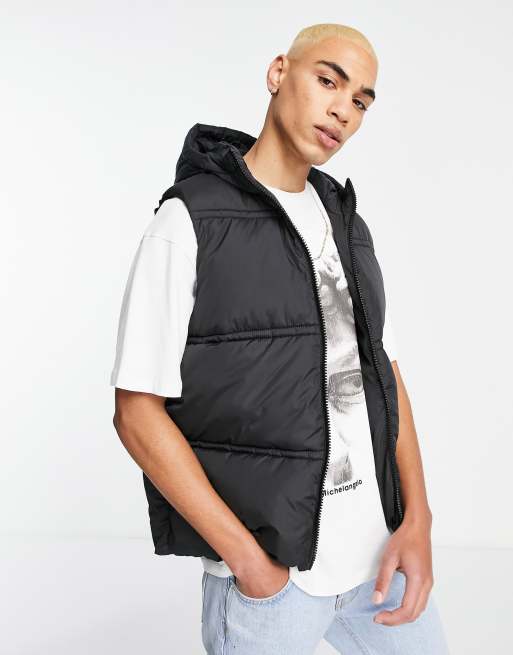 Puffer gilet sales with hood