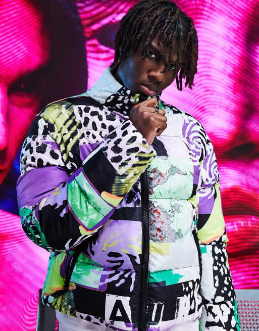 ASOS DESIGN puffer jacket in all over print 