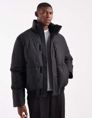 Asos Design Puffer Jacket In Black