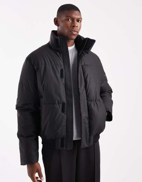 ASOS DESIGN puffer jacket in black - view 1