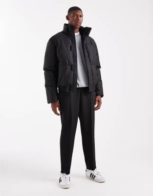 Asos Design Puffer Jacket In Black