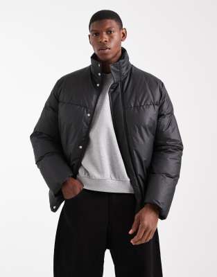 Asos Design Puffer Jacket In Black