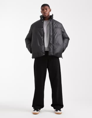 Asos Design Puffer Jacket In Black