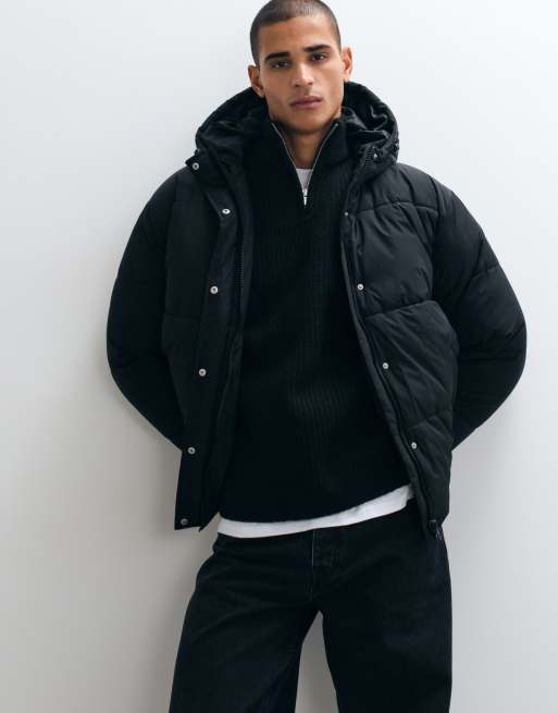 ASOS DESIGN puffer jacket in black, 4 of 5