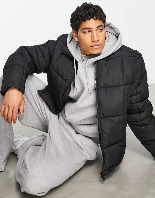 Black and clearance grey puffer jacket