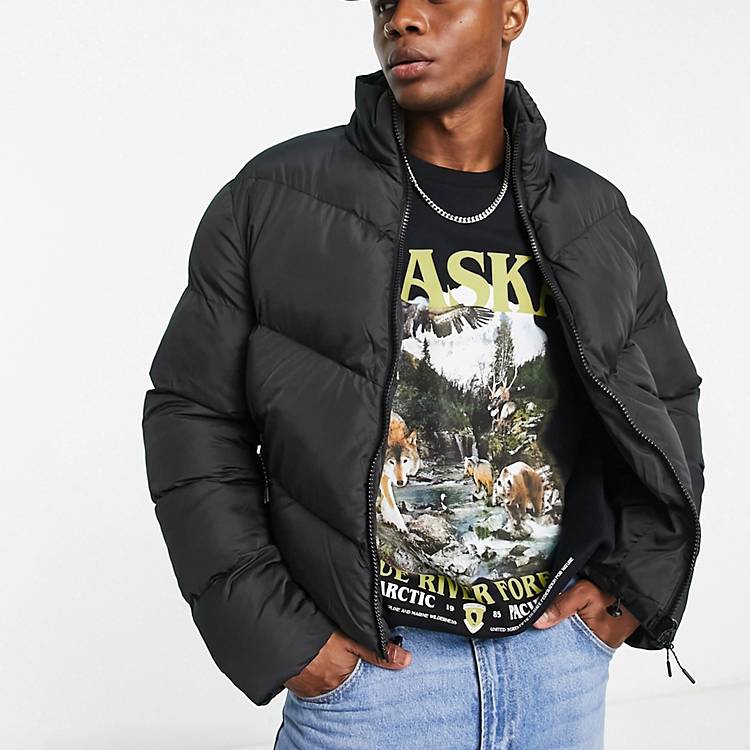 Wat mensen betreft Verdorde Koning Lear ASOS DESIGN puffer jacket in black | ASOS
