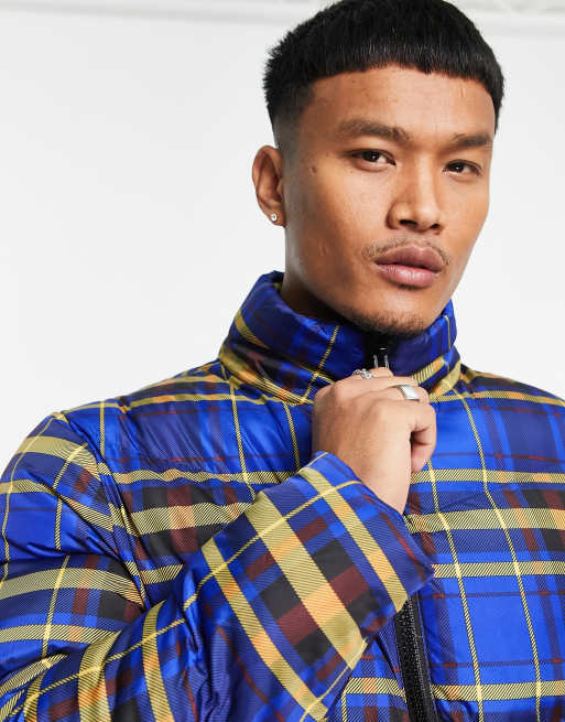 Tartan shop puffer coat