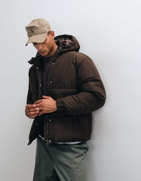 ASOS DESIGN puffer jacket in brown - view 1