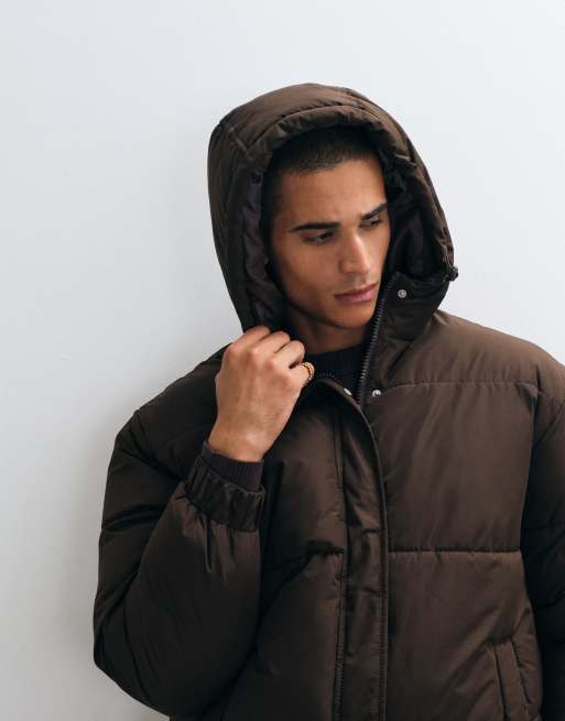 ASOS DESIGN puffer jacket in brown, 4 of 5