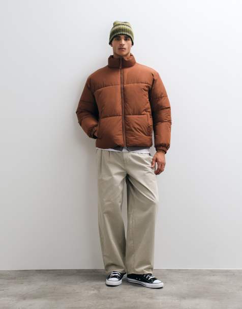 ASOS DESIGN puffer jacket in brown - view 1