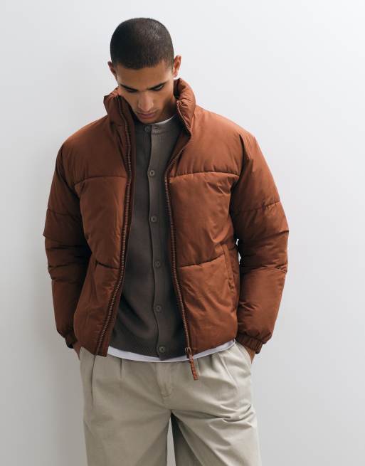 ASOS DESIGN puffer jacket in brown, 2 of 5