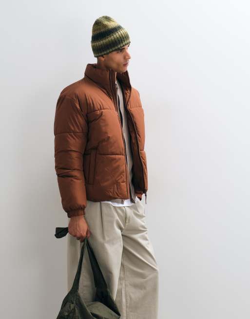 ASOS DESIGN puffer jacket in brown, 3 of 5