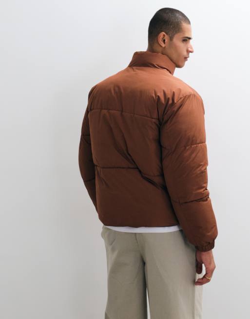 ASOS DESIGN puffer jacket in brown, 4 of 5