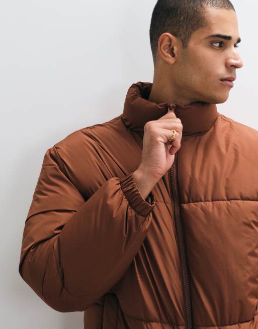 ASOS DESIGN puffer jacket in brown, 5 of 5
