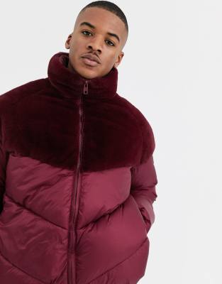 maroon puffer jacket