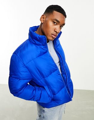 ASOS DESIGN puffer jacket in cobalt blue