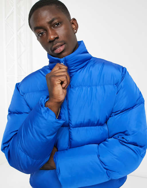 Blue padded store jacket mens