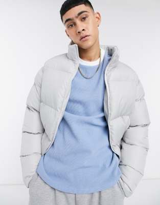 cropped grey puffer jacket