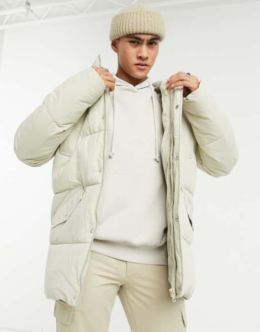 ASOS DESIGN puffer jacket in ecru | ASOS