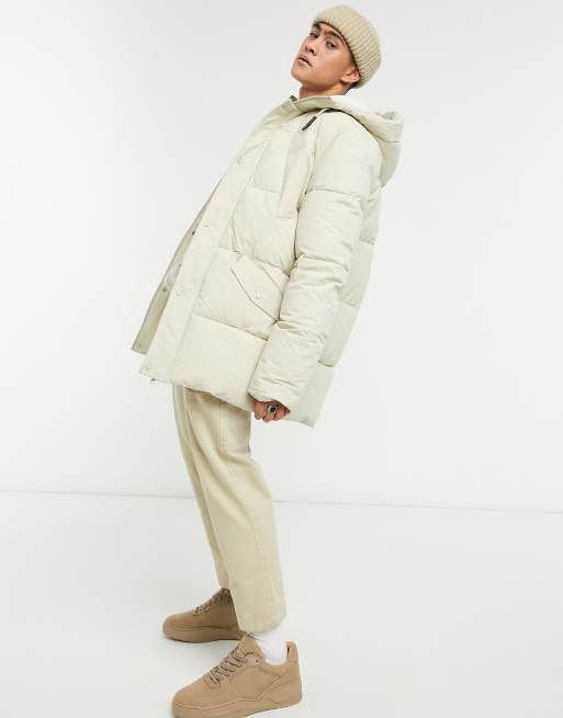 Ecru puffer best sale jacket with hood