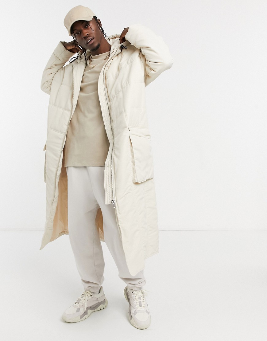 ASOS DESIGN puffer jacket in ecru-White